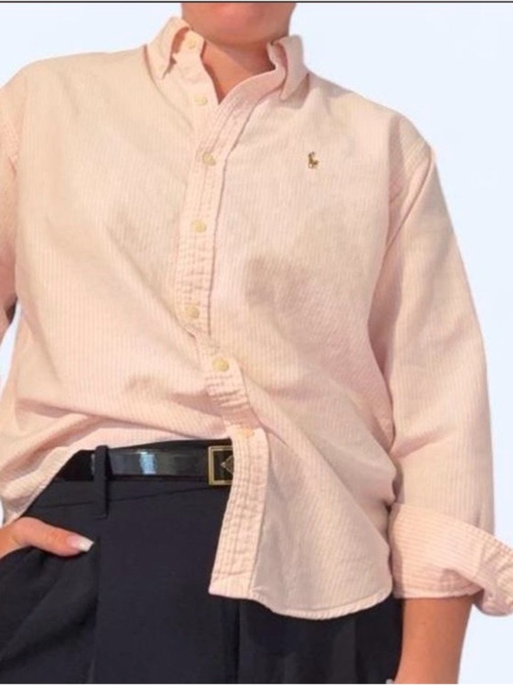 Ralph Lauren Pale Pink Button-Down pinstripes Oxford Shirt